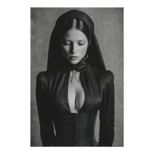 Gothic Samt Kapuzenportrait geschlossene Augen Poster