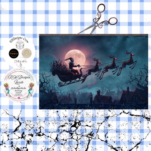 Gothic Santa Midnight Sleigh Ride Dekoupage Seidenpapier