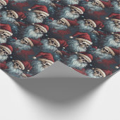 Gothic Santa Skulls Black Blue Red Christmas Geschenkpapier (Ecke)