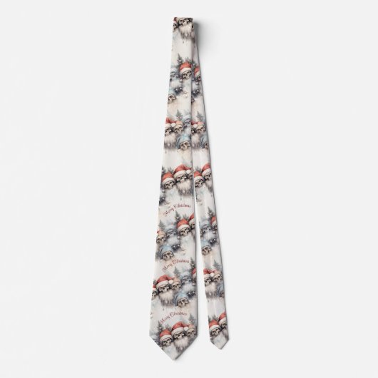 Gothic Santa Skulls Wasserfarbe Winter Gothmas Krawatte (Vorderseite)