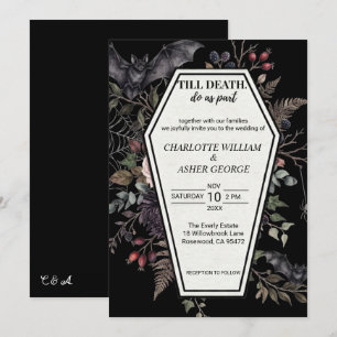 Gothic Sarg Fledermaus Halloween Hochzeitseinladun Einladung