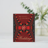 Gothic Satin Red+Black Wedding Einladung (Stehend Vorderseite)