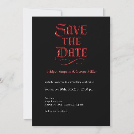 Gothic Save the Date - Bis zum Tod machen wir Teil Einladung (Vorderseite)