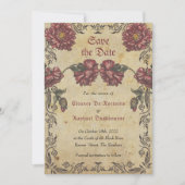Gothic Save the Date Card mit dunklen Blume (Vorderseite)