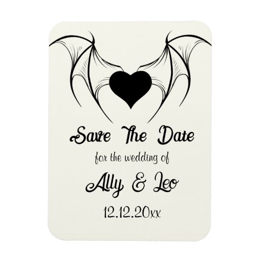 Gothic Save the Date dunkle Romantik Fledermausflü Magnet (Vertikal)