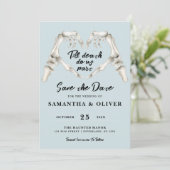 Gothic Save the Date Dusty Blue Wedding Heart (Stehend Vorderseite)