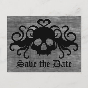 Gothic Save the Date fanged vampire skull Ankündigungspostkarte