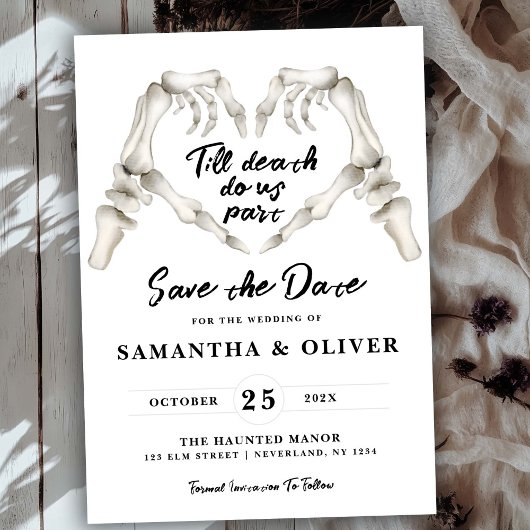 Gothic Save the Date Minimal Wedding SkeletonHerz