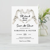 Gothic Save the Date Minimal Wedding SkeletonHerz (Stehend Vorderseite)