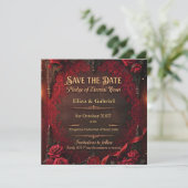 Gothic Save-the-Date mit roter Rose und Wachssiege Save The Date (Stehend Vorderseite)