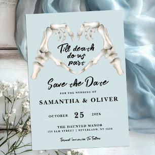 Gothic Save The Date Staubblau Hochzeitsherz