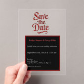 Gothic Save the Date - transparent rot Metallic Acryleinladungen (Insitu (Handheld))