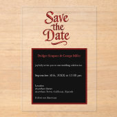 Gothic Save the Date - transparent rot Metallic Acryleinladungen (Vorderseite)
