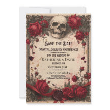 Gothic Save-the-Date-Vorlage mit Totenkopf und Ros