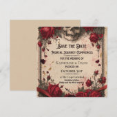 Gothic Save-the-Date-Vorlage mit Totenkopf und Ros Save The Date (Vorne/Hinten)