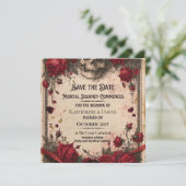 Gothic Save-the-Date-Vorlage mit Totenkopf und Ros Save The Date (Stehend Vorderseite)