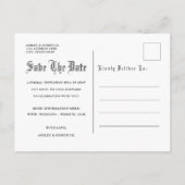 Gothic Save the Date Wedding Ankündigungspostkarte (Rückseite)