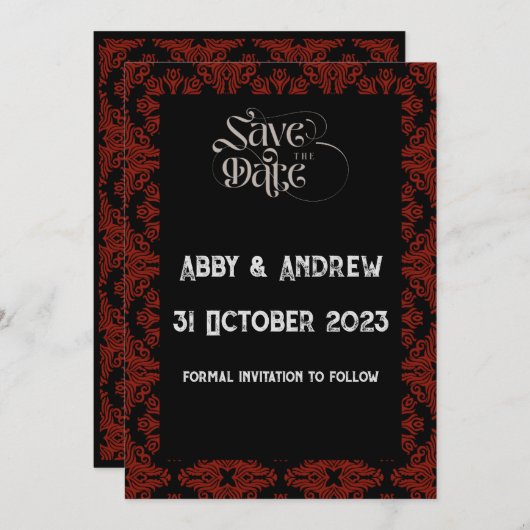 Gothic Save the Date Wedding Card - bearbeitbarer  (Vorne/Hinten)