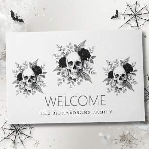 Gothic-Schädel-Blumen-Halloween Fußmatte