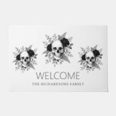 Gothic-Schädel-Blumen-Halloween Fußmatte (Vorderseite)