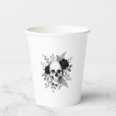 Gothic-Schädel-Blumen-Halloween Pappbecher (Vorderseite)