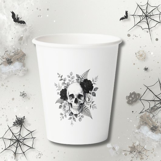 Gothic-Schädel-Blumen-Halloween Pappbecher
