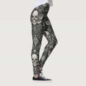 Gothic-Schädel-Blumen-Himmelsmuster (1) Leggings (Rechts)