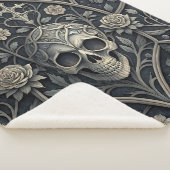 Gothic-Schädel-Blumen-Himmelsmuster (2) Sherpadecke (3/4)