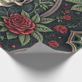 Gothic-Schädel-Blumen-Himmelsmuster (3) Geschenkpapier (Ecke)