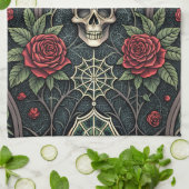 Gothic-Schädel-Blumen-Himmelsmuster (3) Geschirrtuch (Gefaltet)