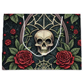 Gothic-Schädel-Blumen-Himmelsmuster (3) Große Geschenktüte (Vorderseite)