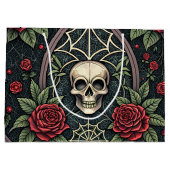 Gothic-Schädel-Blumen-Himmelsmuster (3) Große Geschenktüte (Rückseite)