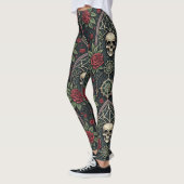 Gothic-Schädel-Blumen-Himmelsmuster (3) Leggings (Links)