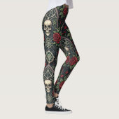 Gothic-Schädel-Blumen-Himmelsmuster (3) Leggings (Rechts)