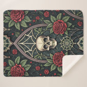 Gothic-Schädel-Blumen-Himmelsmuster (3) Sherpadecke (Vorderseite (Horizontal))