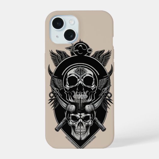 Gothic-Schädel-Design iPhone 15 Hülle (Rückseite)