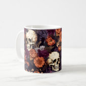 Gothic Schädel Fall Florals Dunkles Halloween Kaffeetasse (Vorderseite Links)