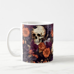 Gothic Schädel Fall Florals Dunkles Halloween Kaffeetasse