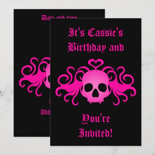 Gothic-Schädel-Geburtstag Einladung (Vorne/Hinten)