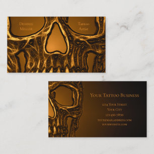 Gothic-Schädel-Gesicht-Metallgold-Tätowierungslade Visitenkarte