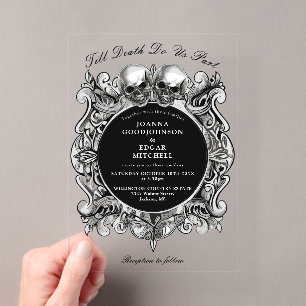 Gothic-Schädel-Gotische-Hochzeit Bis zum Tod Acryleinladungen