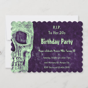 Gothic Schädel Grün Lila Geburtstag RIP für ihre 2 Einladung