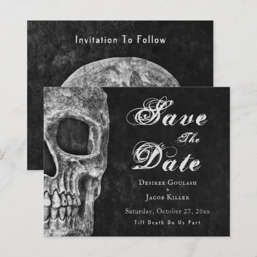 Gothic Schädel Hallowedding Save The Date Budget (Vorne/Hinten)