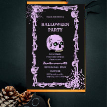 Gothic-Schädel-Halloween-Einladung Dunkel & Elega
