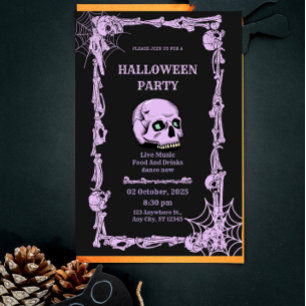 Gothic-Schädel-Halloween-Einladung Dunkel & Elega Einladung