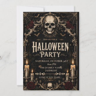 Gothic-Schädel-Halloween-Party Einladung