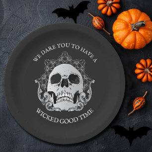 Gothic-Schädel-Halloween-Party Pappteller