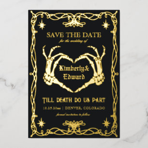 Gothic-Schädel-Halloween-Retro-Heiratstag Folieneinladung