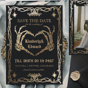 Gothic-Schädel-Halloween-Retro-Save-the-Date-Karte Save The Date