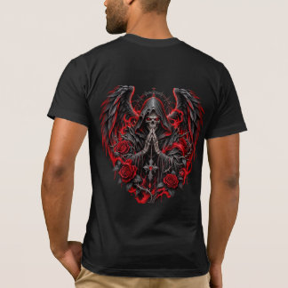 Gothic-Schädel-Kreuz-Flügel-Grafik-T-Shirt | Dunkl T-Shirt